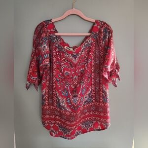 Vibrant Red Paisley Blouse